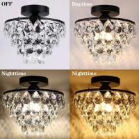 Lámpara De Techo De Cristal Pequeña, Moderna Lámpara De Techo De Cristal Para Pasillo, Accesorios De Iluminación De Techo, Lámpara De Montaje Empotrado Para Dormitorio, Salón (Plata) - details 13