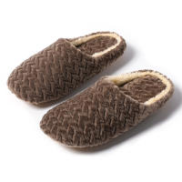 Espina de pescado gamuza interior masculino y femenino parejas hogar zapatillas de algodón térmico. - details 2
