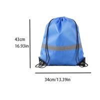 Mochila de gimnasio con cordón y rayas reflectantes, bolso de hombro deportivo de nailon impermeable de poliéster 210D, bolso de Fitness plegable portátil - details 0
