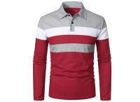 Polo de Golf para hombre, camiseta a rayas de manga larga con solapa, ropa deportiva transpirable, primavera y verano - details 13