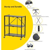 Estantería Plegable de Metal Negro 4 Niveles Carga Pesada Ideal para Cocina, Oficina, Garaje - details 15