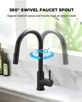 Grifo de cocina extraíble para fregadero de superficie negra G1/2, grifo de un solo orificio - details 4