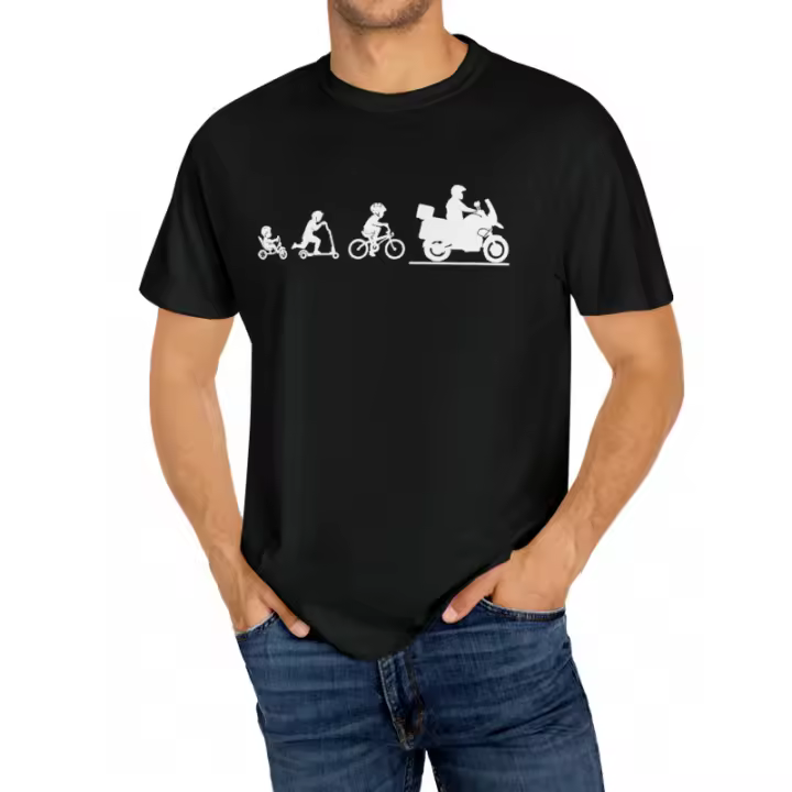 Camiseta Casual de Algodón para Hombres Manga Corta, Cuello Redondo, Impresión Única de Evolución Humana Lavable, Estilo Hip-Hop para Actividades al Aire Libre de Verano - 1