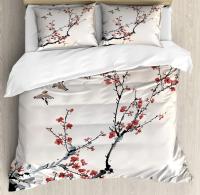 Juego de Ropa de Cama con Diseño de Cerezo Japónesako Sakura en Tamaño King/Queen Floral Primaveral Vintage para Mujeres y Niñas - details 13