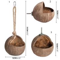 Casa para pájaros de cáscara de coco única y duradera, nido de pájaro colgante Natural hecho a mano, jaula para casa de pájaros artesanal, hábitats para loros - details 0