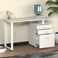 Escritorio Moderno de Madera y Acero 3 Cajones, Porta Ordenador, Diseño de Mesa de Trabajo, 120 x 50 x 75 cm, Decoración para Casa y Oficina - details 27
