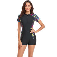 Nuevo bañador de manga corta con cremallera para mujeres, Con almohadilla para el pecho,ropa de surf para mujeres - details 3