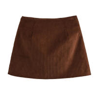 Minifalda de pana vintage para mujer, falda acampanada de cintura alta, elegante informal para oficina, otoño e invierno - details 3