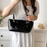 Bandolera de cuero de charol elegante, bolso de gran capacidad de estilo coreano dulce para las axilas, bolso de mano liso de Color sólido para ir al trabajo al aire libre - details 38