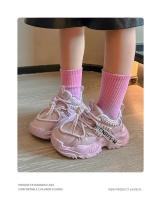 Zapatillas deportivas de malla para niño y niña, zapatos versátiles a la moda, antideslizantes, Color liso, 2024 - details 5