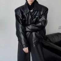 Chaqueta de cuero PU americana para hombre, ropa de locomotora con silueta de alta gama británica para primavera y otoño, herramientas de cuero - details 2