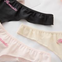 Tanga de seda helada con volantes sin costuras, Bordado de letras, bragas de seda helada de cintura baja, ropa interior, bragas de entrepierna de algodón para mujer y niña - details 3