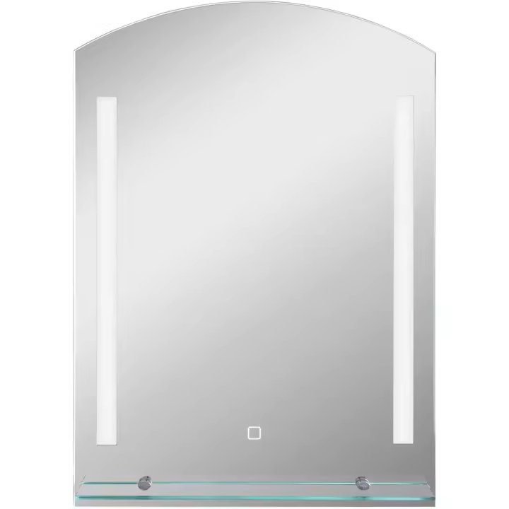 Espejo de Baño con Luces LED 70x50 cm Espejo para Baño con Interruptor Táctil Iluminación Regulable Función de Memoria y Estante de Vidrio para Salón Entrada Plata - 1