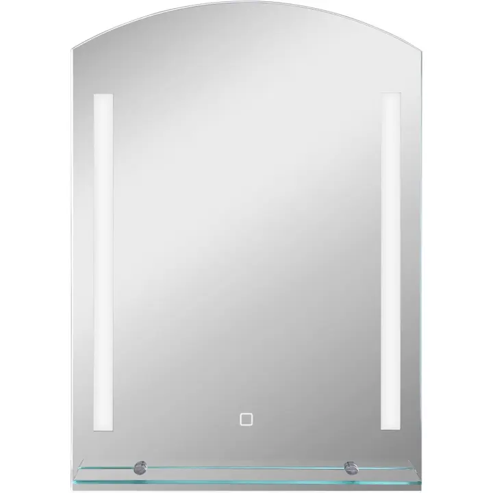 Espejo de Baño con Luces LED 70x50 cm Espejo para Baño con Interruptor Táctil Iluminación Regulable Función de Memoria y Estante de Vidrio para Salón Entrada Plata - 1