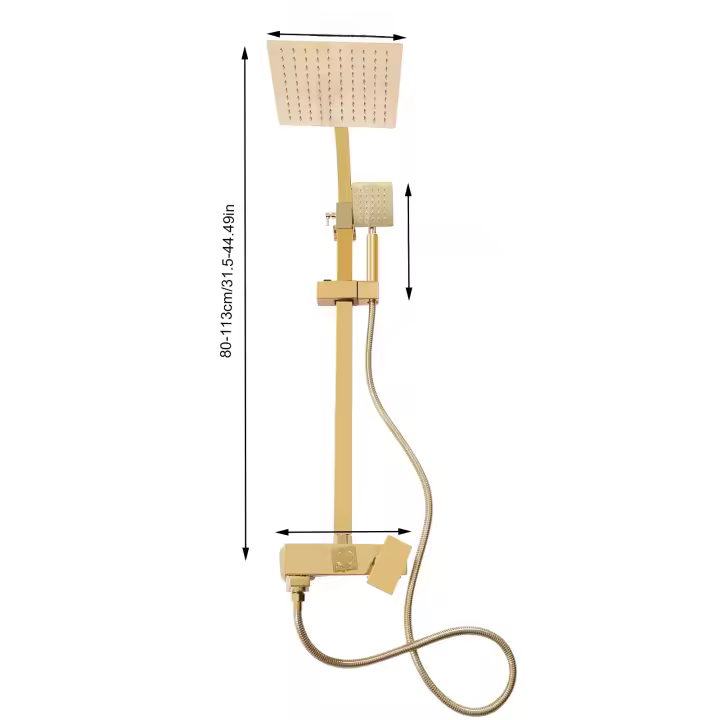 Sistema de ducha de lluvia dorado con grifo, juego completo de ducha de acero inoxidable, cabezal de ducha de lujo | Altura ajustable | Ideal como regalo | Instrucciones en alemán - 1