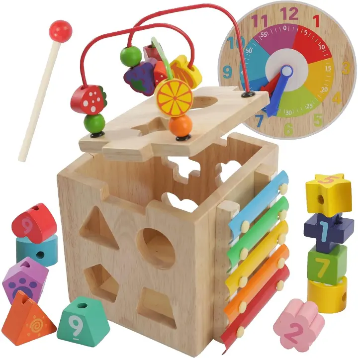 Cubo de actividades Montessori para bebé de 1 año + juguetes de aprendizaje, Centro de Actividades para bebé de más de 1 año - 1