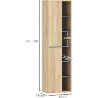 Columna Pared Compartimentos Abiertos y 2 Puertas Morno 40x24x141,5 cm Natural - details 3