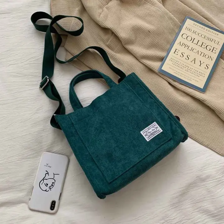 Bolso de mano de pana para mujer, bolso de hombro tipo hobo, bolso de mano con asa superior, bolso de viaje - 1
