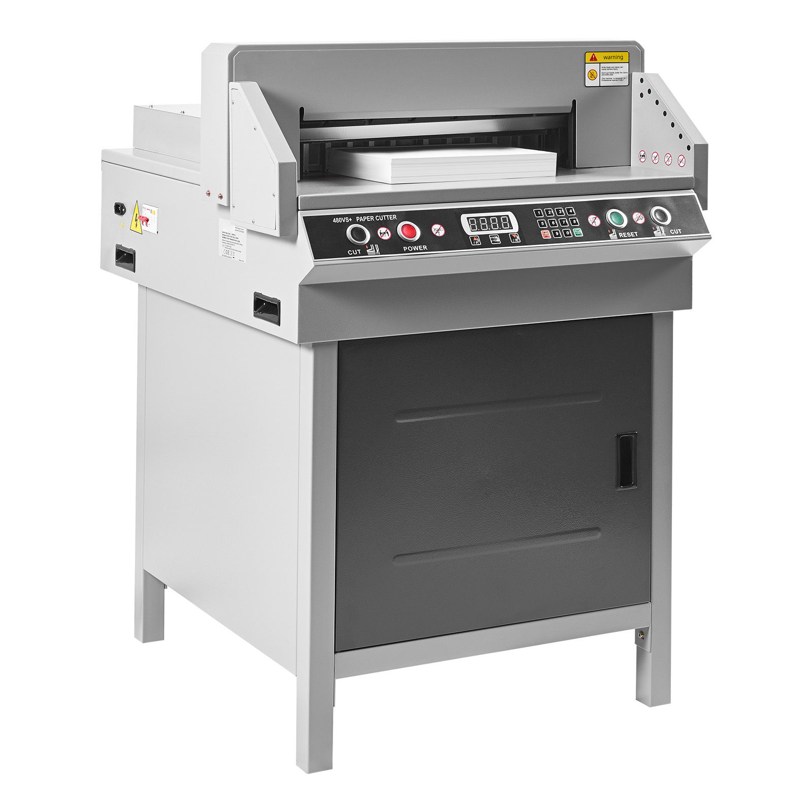 Cortadora de Papel Eléctrica SucceBuy, Máquina de Corte de Metal Resistente, Ancho de Corte de 480 mm, Capacidad de Corte de 50 mm, Guillotina Eléctrica Hidráulica con Función Infrarroja y Cuchilla Adicional