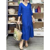 Falda de cola de pez para mujer, vestido suelto de lino y algodón, talla grande, a la moda - details 10