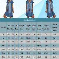 Vestido de Verano Grande Cuello Redondo, Manga Corta Suelta, Vestido Casual para Mujeres con Cuello en V - details 0