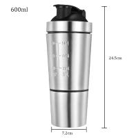 Taza mezcladora al vacío de acero inoxidable, hervidor de bebidas para exteriores, botella de agua desmontable de doble capa para proteína de suero en polvo, coctelera deportiva - details 1
