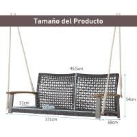 Columpio de Exterior de Ratán PE 2 Asientos Resalto Curvado y Soporte de Brazo de Madera de Acacia - details 4