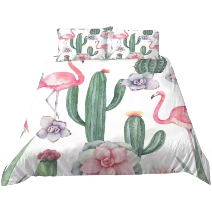Conjunto de Ropa de Cama para Niños Cubierta de Edredón de Flamenco Microfibra + 2 Fundas de Almohada - 1