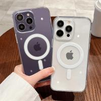 Para Magesafe funda de carga inalámbrica transparente magnética para iPhone 11 12 13 14 15 16 Pro Max Plus Mini X 7 8 cubierta de PC a prueba de golpes - details 4