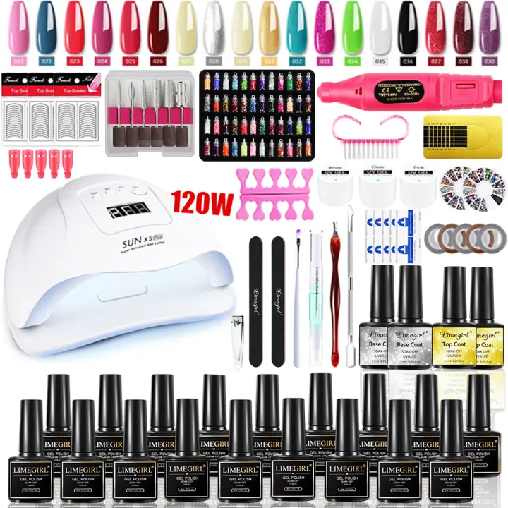 Kit de Uñas Semi-Permanentes Limegirl 8ml de Esmalte de Uñas con Lámpara UV/LED - 1