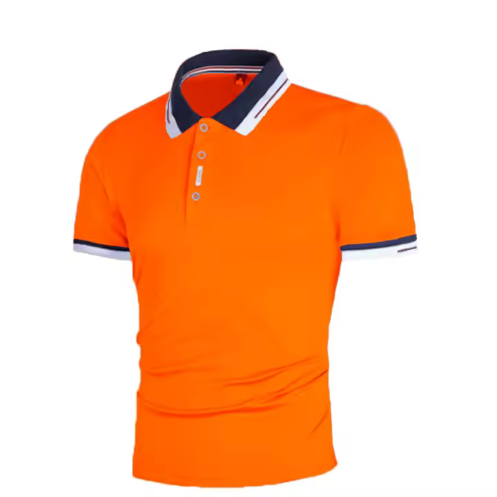 Nueva camiseta de verano con contraste de color patchwork, camisa PO de manga corta de moda deportiva juvenil para hombres - 1