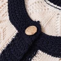 PB&ZA2025 chaleco de punto de malla jacquard casual versátil con cuello redondo estilo de contraste de color tops de verano nueva ropa de mujer. - details 4