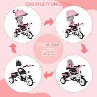 Triciclo para Bebés 6 en 1 Evolutivo con Toldo Plegable, Mango de Empuje, Cinturón de Seguridad, Cesto de Carga 25kg Deportes y Aire Libre - details 3