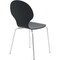 Silla De Comedor Apilable Diego I Silla De Conferencia con Asiento De Madera I Silla De Cocina con Base De Metal, Color:Negro - details 4