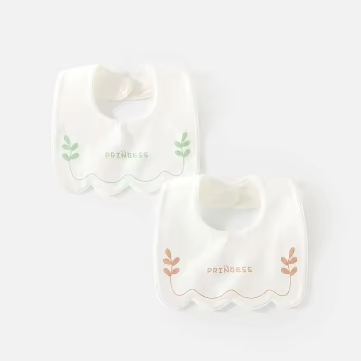 Conjunto de Babero de Algodón para Bebé de 2 Piezas Cuello Redondo, Giratorio, Babero de Chupete, Toalla de Saliva, Alimentos para Bebés, Pañuelo de Ahogo, Recién Nacido - 1