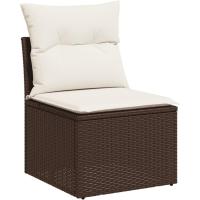 Set de Muebles de Jardín y Cojines 3 piezas, Sillas con Respaldo, Sofás Modulares, Asientos para Patio Terraza, Ratán Sintético Marrón - details 6