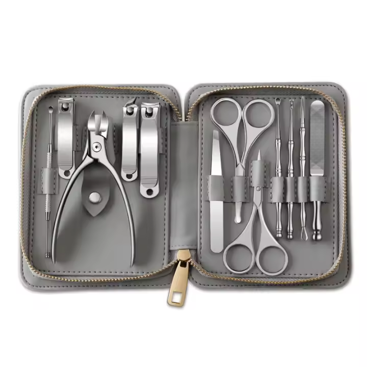 Juego de manicura 12 en 1, Kit de funciones completas, juegos profesionales de pedicura de acero inoxidable con estuche portátil de cuero PU, Idea de regalo - 1