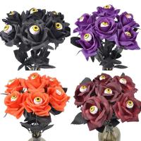 10 Uds. De decoración divertida para fiesta de Halloween, globo ocular rosa aterrador, flor falsa, simulación de flor de rosa Artificial, decoración de Halloween - details 5