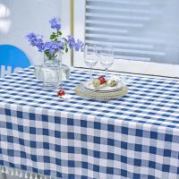 Decoración de mesa, mantel de lino a cuadros, estilo Pastoral, camino de mesa impermeable, antiincrustante con borlas, cubierta de mesa para el hogar - details 1