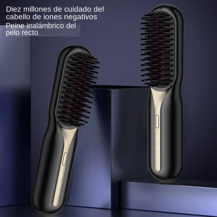 Mini Cepillo Alisador de Cabello, 3 Niveles Temperatura Cepillo Alisador Inalámbrico, Peine Alisador de Cabello con Pantalla Pan - 1