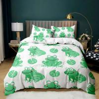 Juego de Ropa de Cama con Diseño de Ranas y Toad de Dibujos Animados a Lápiz Verde Tamaño King Queen Polyester Ideal para Niños y Adultos - details 11