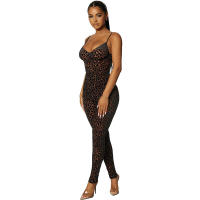 BUNO-mono de malla flocado para mujer, camisola Sexy de otoño, retales de leopardo, ropa moldeadora de cuerpo, traje de medianoche para discoteca - details 5
