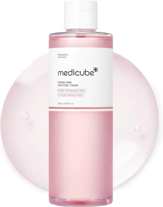 medicube I Tónico Pink Glow para estimular, calmar y calmar, tono desigual, péptido PDRN de rosa y niacinamida, cuidado de la piel coreano - 1