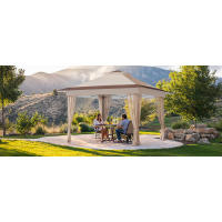 Amada Gazebo de 13 x 13, bolsa con cubierta para tienda de campaña con ruedas de un solo empuje, toldo emergente con red para patio, fiesta, patio trasero, 3 velocidades - details 1