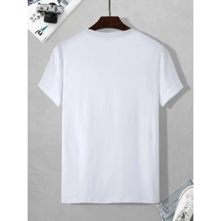 Camiseta de Moda para Hombres con Cuello Redondo Estampado Vibrante de Auriculares - 1