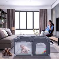 Parque Infantil Bebe 120x120cm + Alfombra Bebe – Corralito Bebe con Malla Transpirable – Parque de Juegos Bebe Plegable con Puerta Lateral – Parque Bebe - Gris - details 5