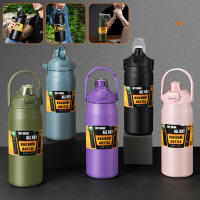 Botella de agua de acero inoxidable aislada, matraz deportivo portátil de gran capacidad con mango 2 en 1 para gimnasio, 800ml - details 2