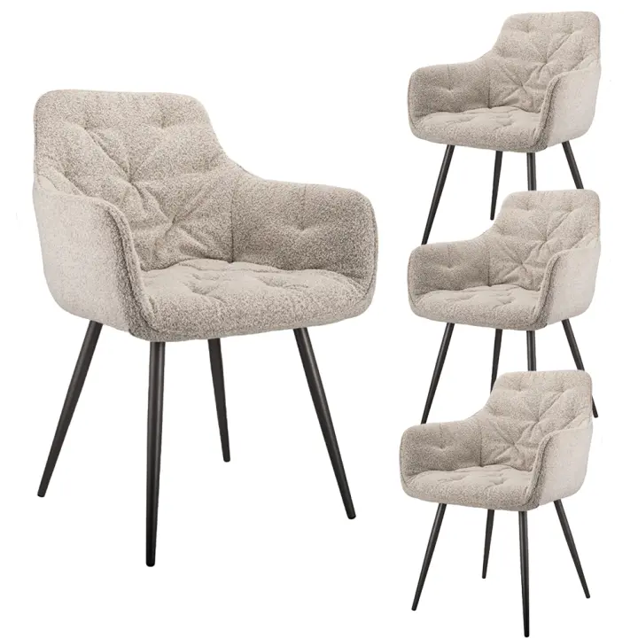 sillas comedor pack 4 - Estilo nórdico - Silla con pata de metal - gris - 1