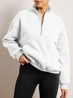 Otoño Invierno nueva moda sudadera Casual mujer bolsillo pulóver cuello alto manga larga Top - details 15