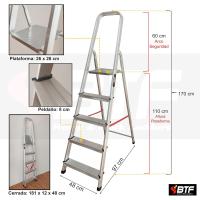 Plegable - 7 Peldaños en Aluminio - Escaleras Plegables Aluminio - Hecho en Europa - Portátil y Plegable - details 16